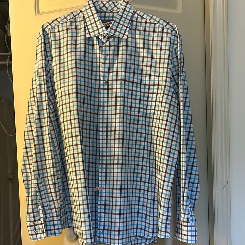 johnnie-O Blue and White Shirt